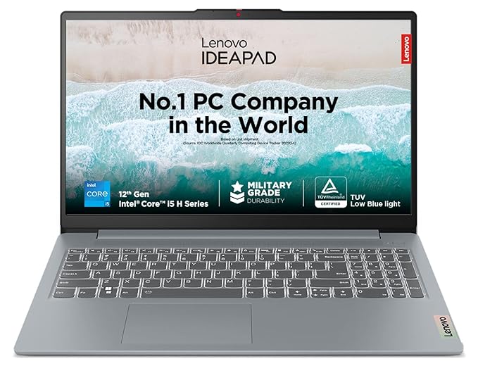 Lenovo IdeaPad Slim 3, 12th Gen Intel Core i5-12450H (16GB LPDDR5, 512GB SSD), Anti-glare, FHD 15.6″(39.6cm), Win 11, Office Home 2024, Arctic Grey, 1.62Kg, 83ER00MDIN, Thin & Light, Backlit KB Laptop